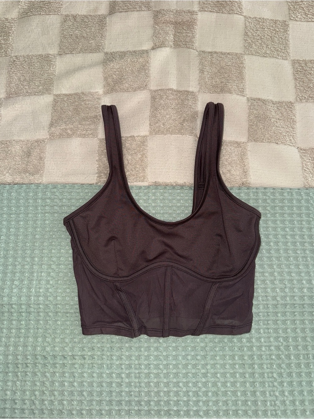 Alo Yoga Airbrush Mesh Corset Tank Top Brown